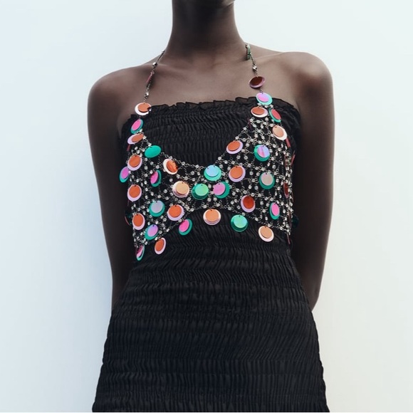 Multicoloured sequin rhinestone top - Picture 5 of 8